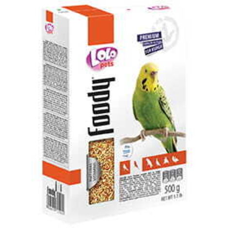 LoLo Pets FOODY Premium 500 g di cibo per parrocchetti in scatola di cartone