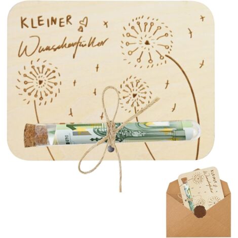 lompyeu Cadeau d'anniversaire en bois avec enveloppes et tube à essai pour Noël, anniversaire, mariage, cérémonie de jeunesse, voyage