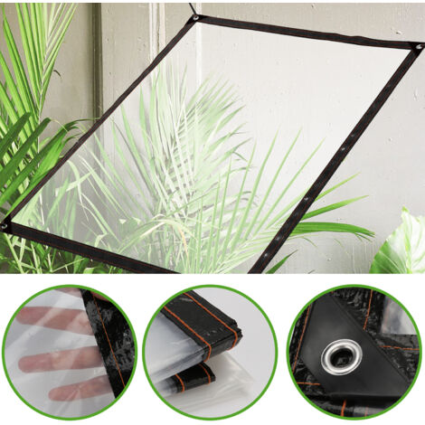 Lona impermeable transparente con ojal - Cubierta de lámina de lona - Lona  de plástico PVC para jardín al aire libre - Espesor de 0,5 mm (1x1,5 m)