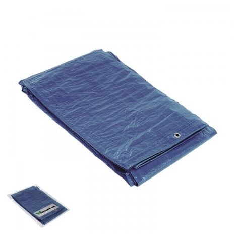 Lona impermeable reforzada 4x6 metros (aproximadamente) con ojetes metálicos, lona de protección duradera, color azul.