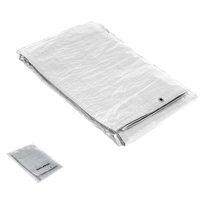 

Lona impermeable reforzada 3x4 metros (aproximadamente) con ojetes metálicos, lona de protección duradera, color blanco.