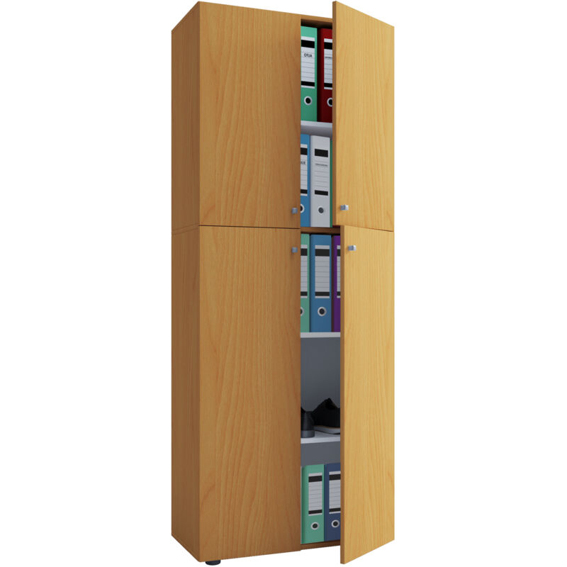 Ebuy24 Lona Büroschrank 4 Türen Buche Dekor.