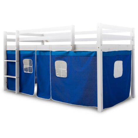 Lona cortina para altillo o cama elevada en algodón azul APE06054