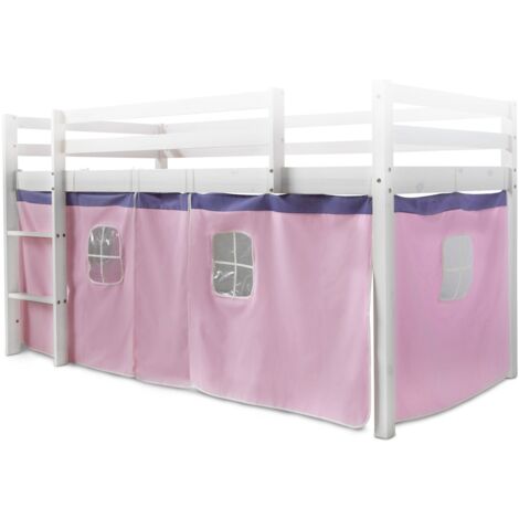 Lona cortina para altillo o cama elevada en algodón rosa claro APE06055