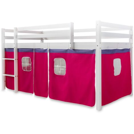 Lona cortina para altillo o cama elevada en algodón rosa oscuro APE06053