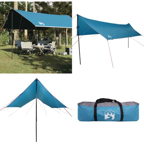 Lona de camping impermeable azul 460x305x210 cm - Toldo de camping - Toldo impermeable