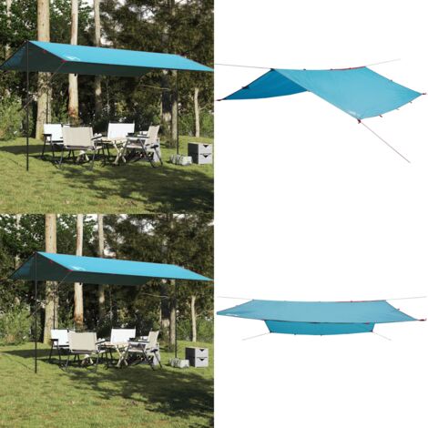 Lona de camping impermeable azul 500x294 cm - Toldo de camping - Toldo impermeable