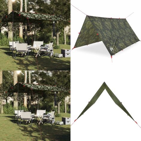 Lona de camping impermeable camuflaje 306x306 cm - Toldo de camping - Toldo impermeable