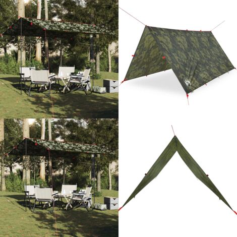 Lona de camping impermeable camuflaje 366x306 cm - Toldo de camping - Toldo de tienda