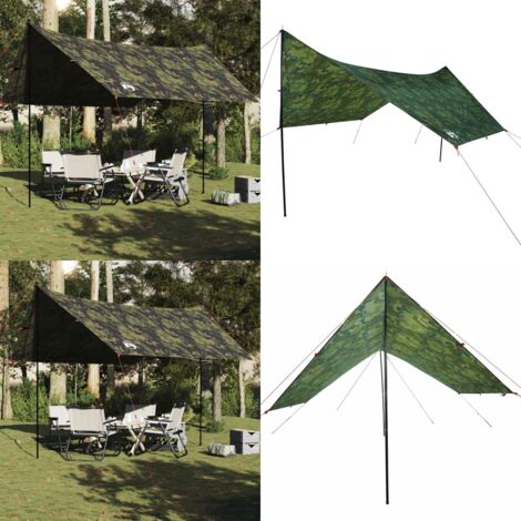 Lona de camping impermeable camuflaje 438x376x212 cm - Toldo de camping - Toldo de tienda