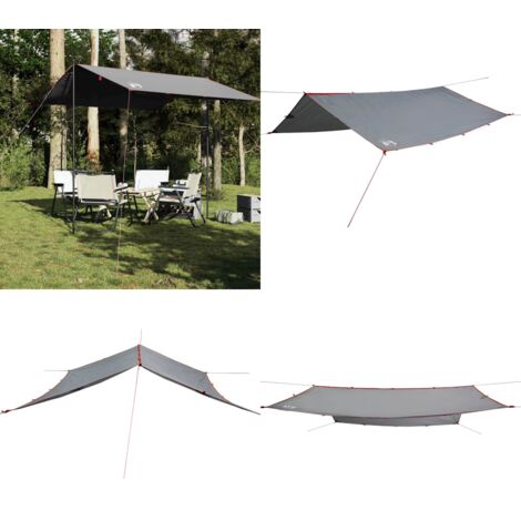 Lona de camping impermeable gris y naranja 300x294 cm - Toldo de camping - Toldo de tienda