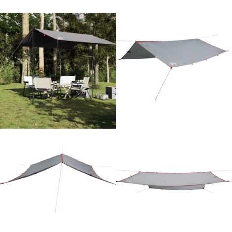 Lona de camping impermeable gris y naranja 300x294 cm - Toldo de camping - Toldo impermeable