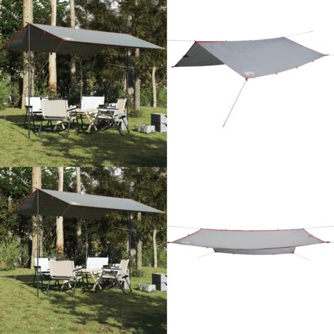 Lona de camping impermeable gris y naranja 360x294 cm - Toldo de camping - Toldo impermeable