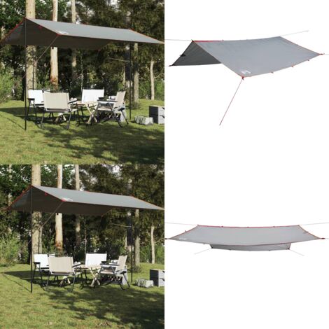 Lona de camping impermeable gris y naranja 400x294 cm - Toldo de camping - Lona impermeable