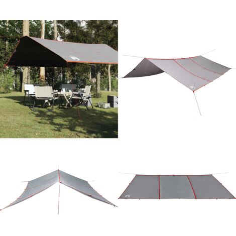 Lona de camping impermeable gris y naranja 420x440 cm - Toldo de camping - Lona impermeable