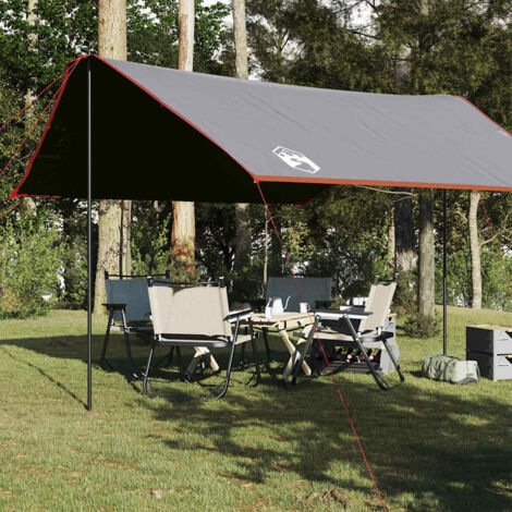 Lona de camping impermeable gris y naranja 430x380x210 cm