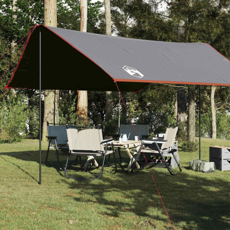 Lona de camping impermeable gris y naranja 430x380x210 cm
