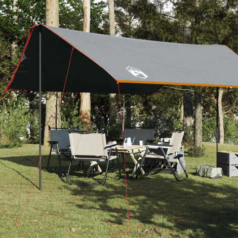 Lona de camping impermeable gris y naranja 460x305x210 cm