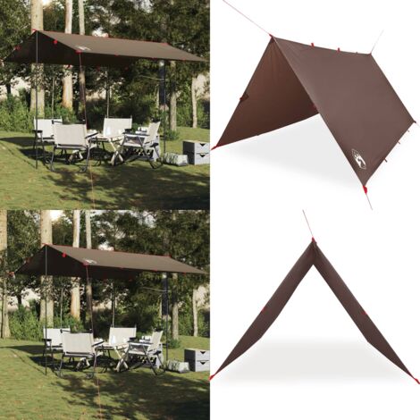 Lona de camping impermeable marrón 366x306 cm - Toldo de camping - Toldo de senderismo