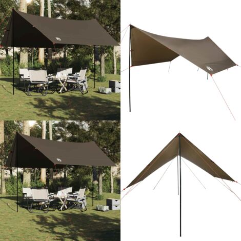 Lona de camping impermeable marrón 462x306x211 cm - Toldo de camping - Toldo impermeable
