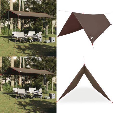 Lona de camping impermeable marrón 506x306 cm - Toldo de camping - Toldo de senderismo