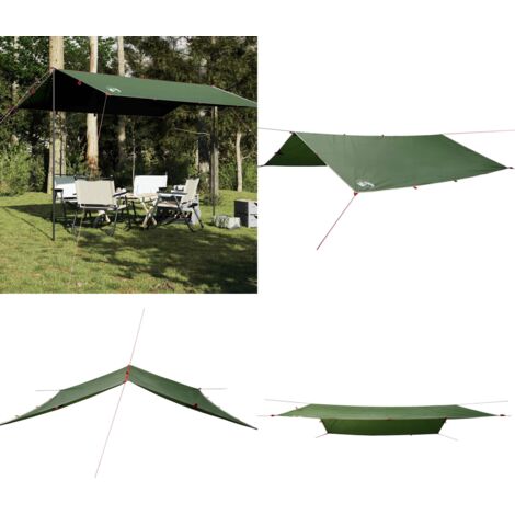 Lona de camping impermeable verde 360x294 cm - Toldo de camping - Toldo de senderismo