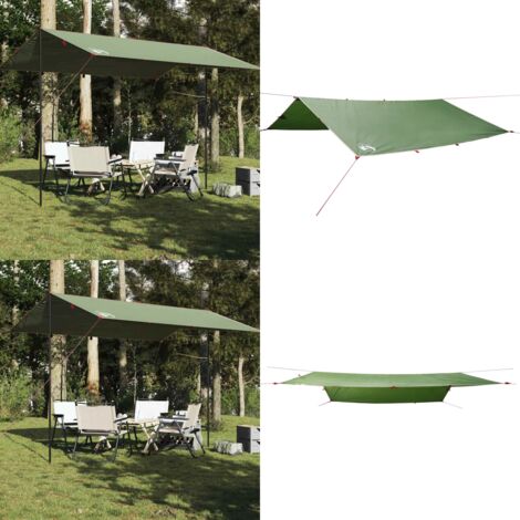 Lona de camping impermeable verde 400x294 cm - Toldo de camping - Lona impermeable