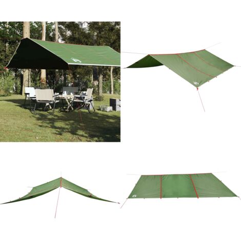 Lona de camping impermeable verde 420x440 cm - Toldo de camping - Lona impermeable