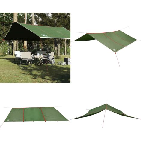 Lona de camping impermeable verde 420x440 cm - Toldo de camping - Toldo verde