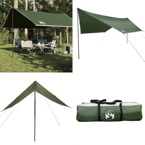 Lona de camping impermeable verde 430x380x210 cm - Toldo de camping - Toldo de tienda