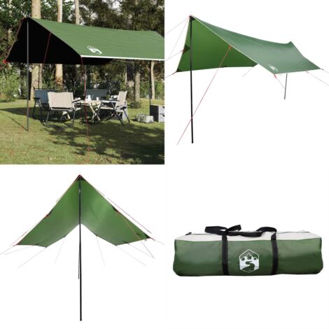 Lona de camping impermeable verde 460x305x210 cm - Toldo de camping - Lona impermeable