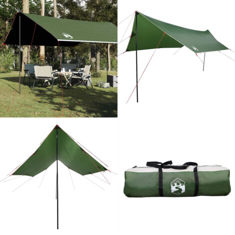 Lona de camping impermeable verde 460x305x210 cm - Toldo de camping - Toldo de tienda