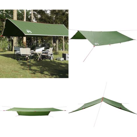 Lona de camping impermeable verde 500x294 cm - Toldo de camping - Lona impermeable