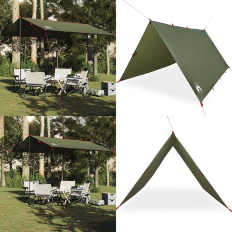 Lona de camping impermeable verde oliva 306x306 cm - Toldo de camping - Toldo de tienda