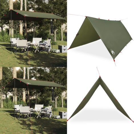 Lona de camping impermeable verde oliva 366x306 cm - Toldo de camping - Lona impermeable