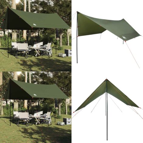 Lona de camping impermeable verde oliva 462x306x211 cm - Toldo de camping - Toldo de tienda