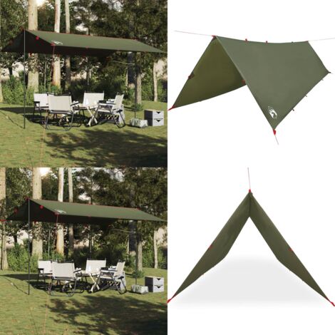 Lona de camping impermeable verde oliva 506x306 cm - Toldo de camping - Toldo de tienda