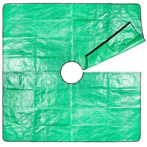 Lona de jardinería KZQ para poda con agujero de 30 cm, lona para poda de árboles de jardín, lona de corte de 200 x 200 cm, cuatro esquinas con hebillas en las esquinas para una fácil sujeción