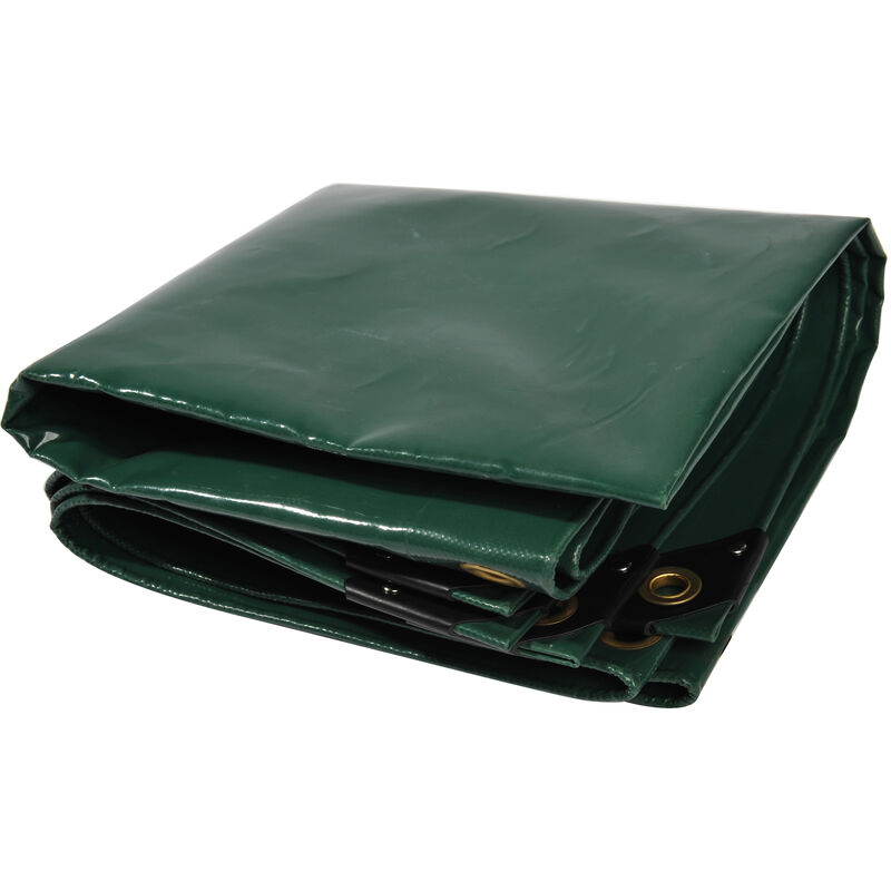 

Lona de protección PLA45 Premium 400 x 500 cm; verde con ojales, PVC de 650 g/m², cubierta, lona de protección. Impermeable y a prueba de desgarros,