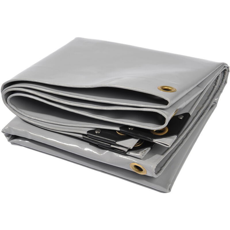 

Lona de protección PLA610 Premium 600 x 1000 cm; gris con ojales, PVC de 650 g/m², cubierta, lona de protección. Impermeable y a prueba de desgarros,