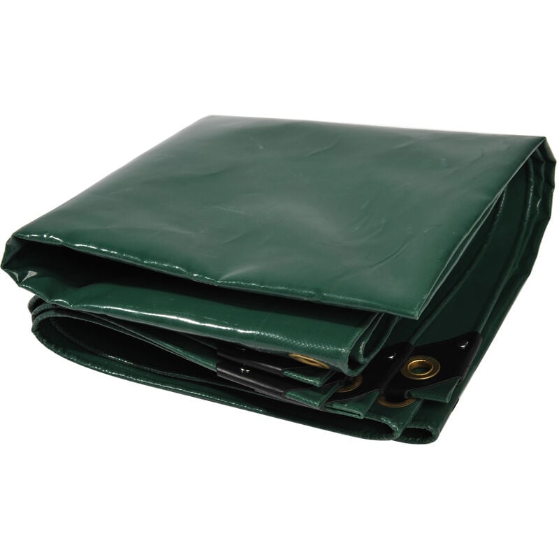 

Lona de protección PLA810 Premium 800 x 1000 cm; verde con ojales, PVC de 650 g/m², cubierta, lona de protección. Impermeable y a prueba de