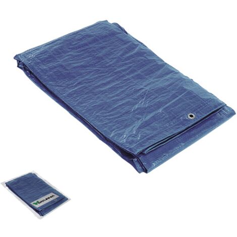 Lona impermeable reforzada 4x5 metros (aproximadamente) con ojetes metálicos, lona de protección duradera, color azul.