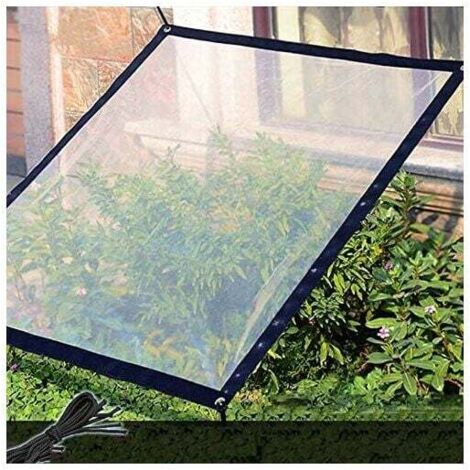 Lona impermeable transparente con ojales - 2 x 2 m - Lona plegable e impermeable - Cuerda incluida