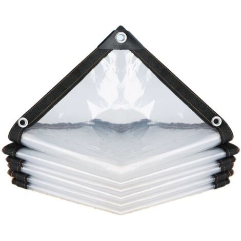 Lona impermeable transparente con ojales - para muebles de jardín - Uso exterior - Resistente a la lluvia - Aislamiento de plantas - Resistente al polvo - Con cordón ajustable 2 x 3 m