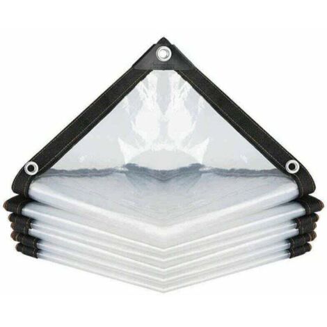 Lona impermeable transparente con ojales, PE multiusos, impermeable, resistente al desgarro, lona ultraligera (color: transparente, tamaño: 200 x 200 cm)