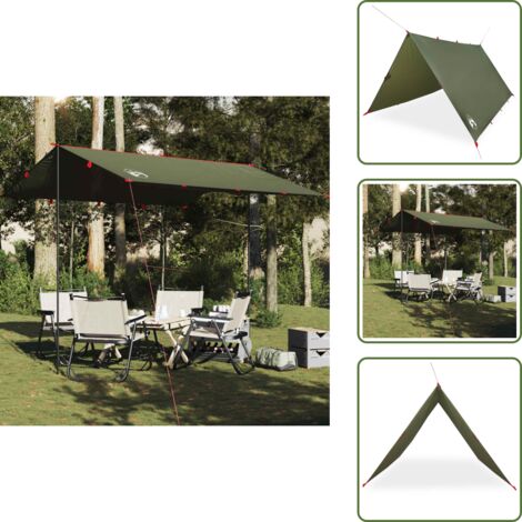 Lona impermeable - vidaXL Lona de camping impermeable verde oliva 306x306 cm - Toldo para senderismo