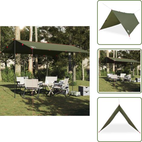 Lona impermeable - vidaXL Lona de camping impermeable verde oliva 406x306 cm - Toldo verde oliva