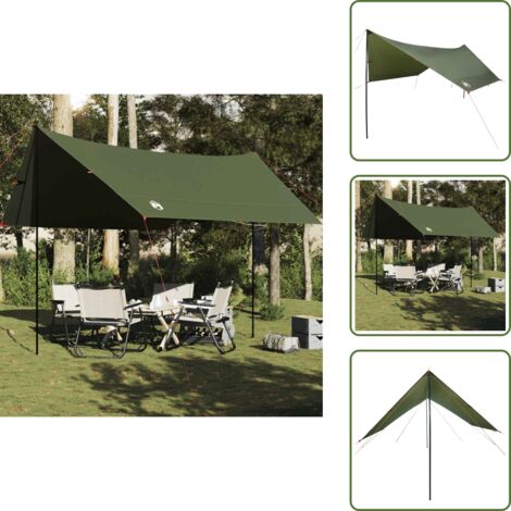Lona impermeable - vidaXL Lona de camping impermeable verde oliva 438x376x212 cm - Toldo para senderismo