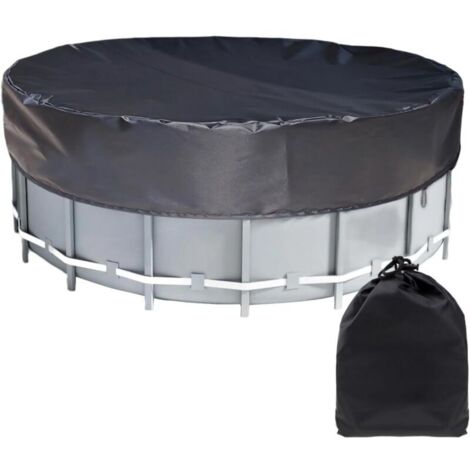 Lona redonda de 190 cm de diámetro, impermeable y a prueba de polvo, para jardines, piscinas hinchables, muebles de jardín, etc. (Negra)