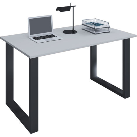 Lona Schreibtisch 140x80 cm U-Gestell Grau/Schwarz.